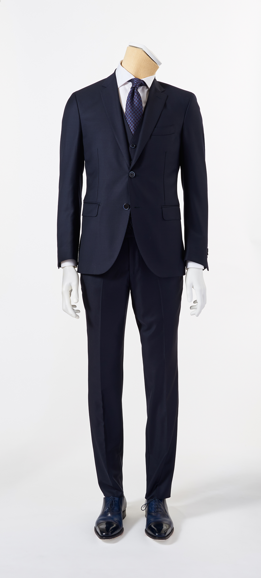 Calvaresi Men's Suit - 3 Piece Navy Wool Made In Italy
