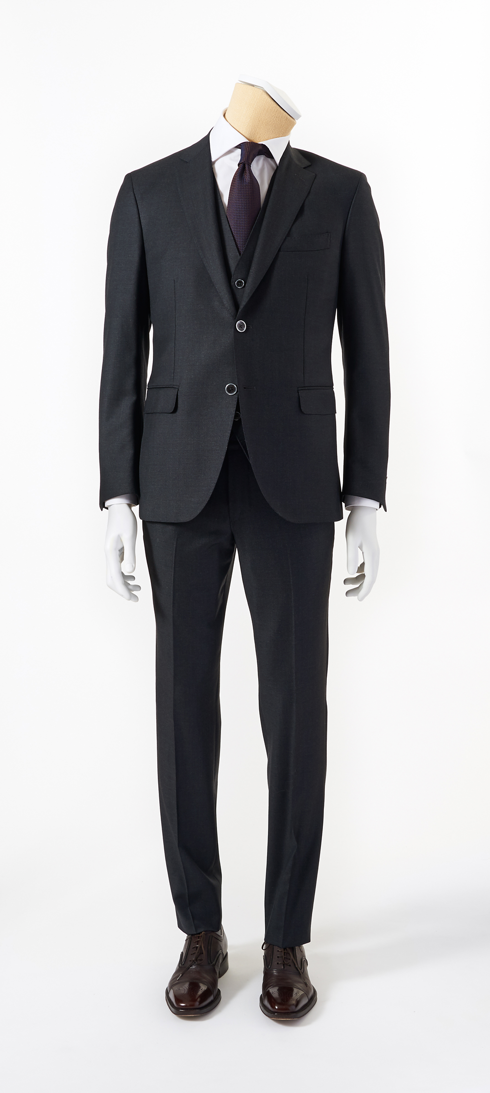 Calvaresi Men's Suit - 3 Piece Charcoal Made In Italy