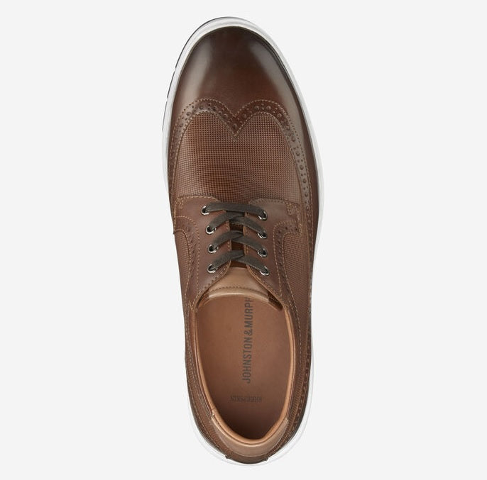 Johnston and Murphy Shoes - Elliston Embosssed Wingtip Cognac 25-3096