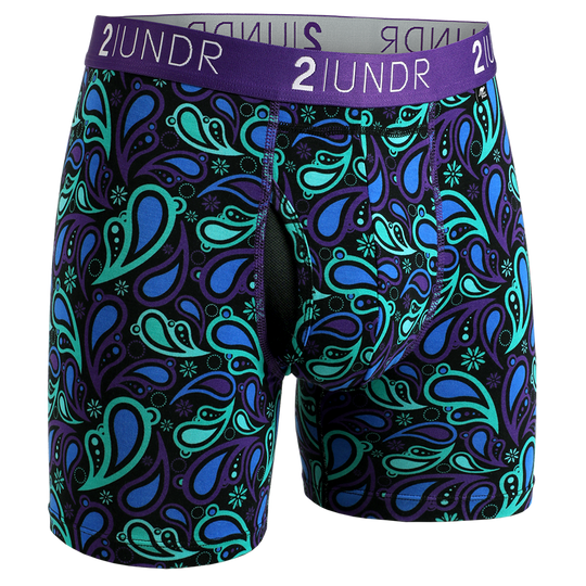 2UNDR Mens  Swing Shift Boxer Brief - Peacock Paisley