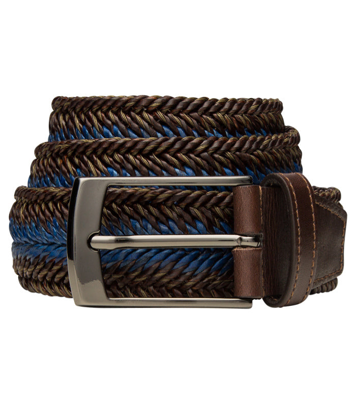 Bugatchi Men's Leather Braided Belt- Testa Di Moro