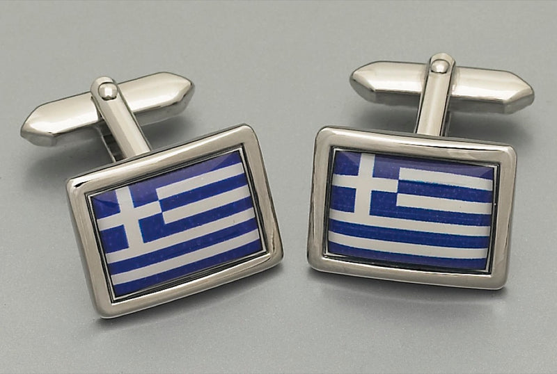 Cufflinks - Greek Flag