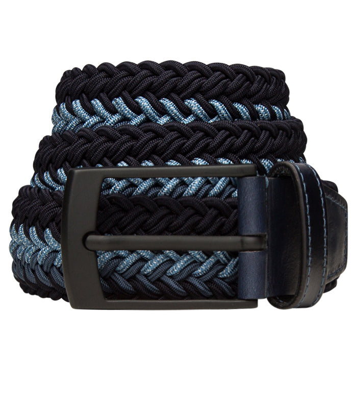 Bugatchi Men's Leather Braided Belt -  Navy