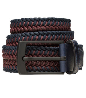 Bugatchi Men's Leather Braided Belt -  	Bordeaux