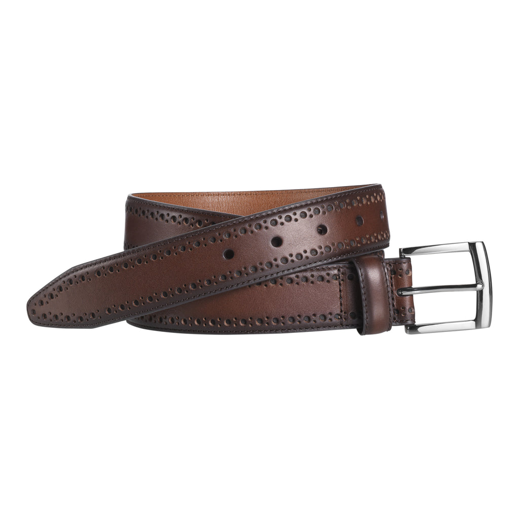 Johnston & Murphy Belt - Perfed Edge - Mahogany - 75-7479