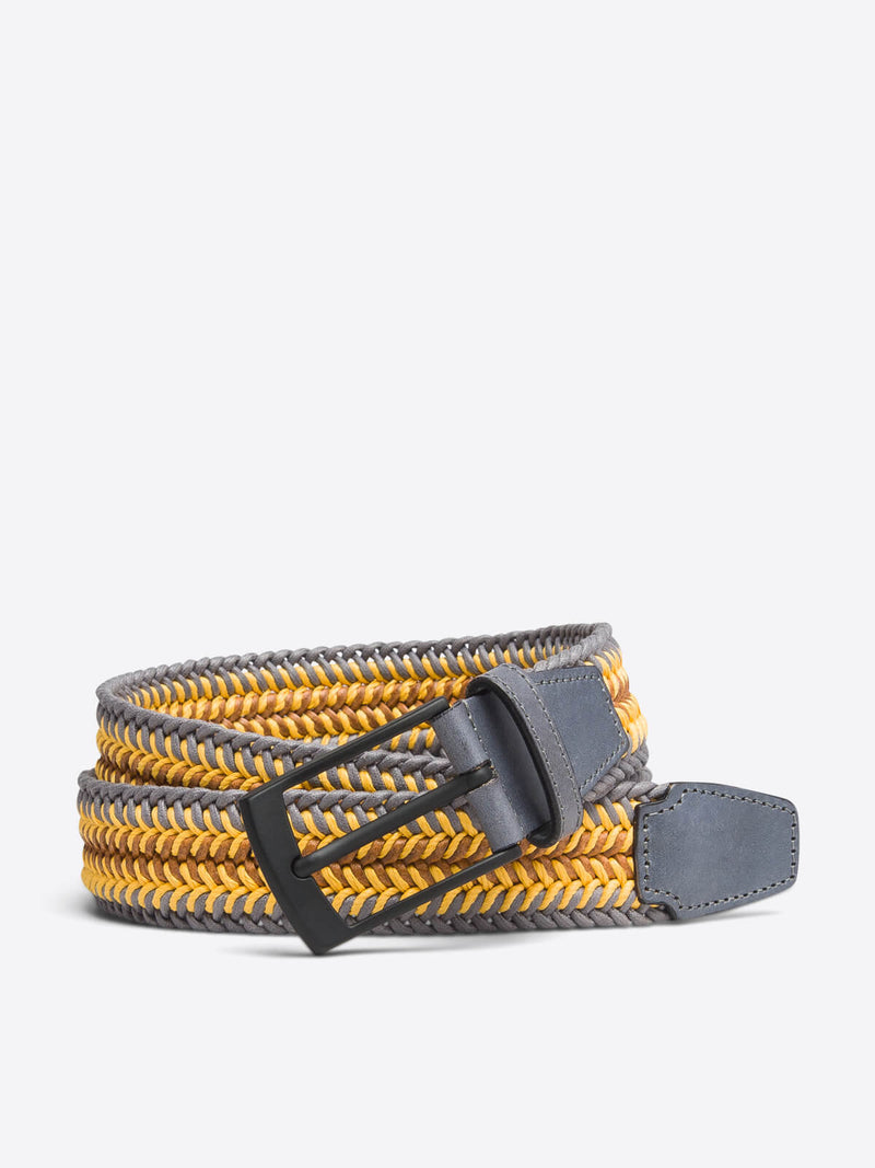 Bugatchi Men's Leather Braided Belt -  	Giallo