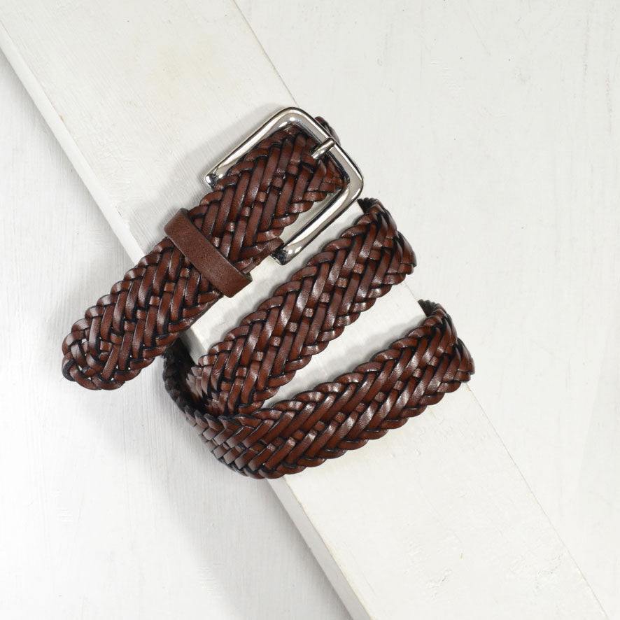 Anderson's Braided Leather Belt Made in Italy- C3 (Brown)