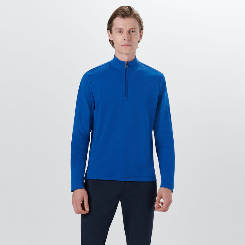 Bugatchi - LS QUARTER ZIP KNIT - French Blue