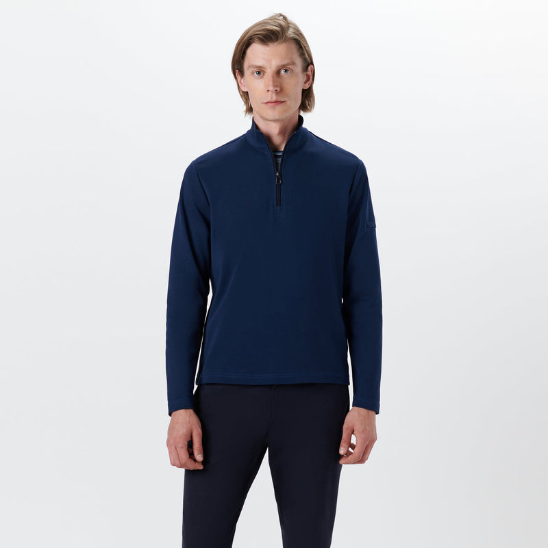 Bugatchi - LS QUARTER ZIP KNIT - Navy