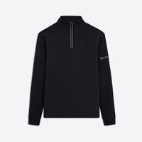 Bugatchi - Long Sleeve Quarter Zip Mock Neck - Caviar