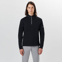 Bugatchi - Long Sleeve Quarter Zip Mock Neck - Caviar