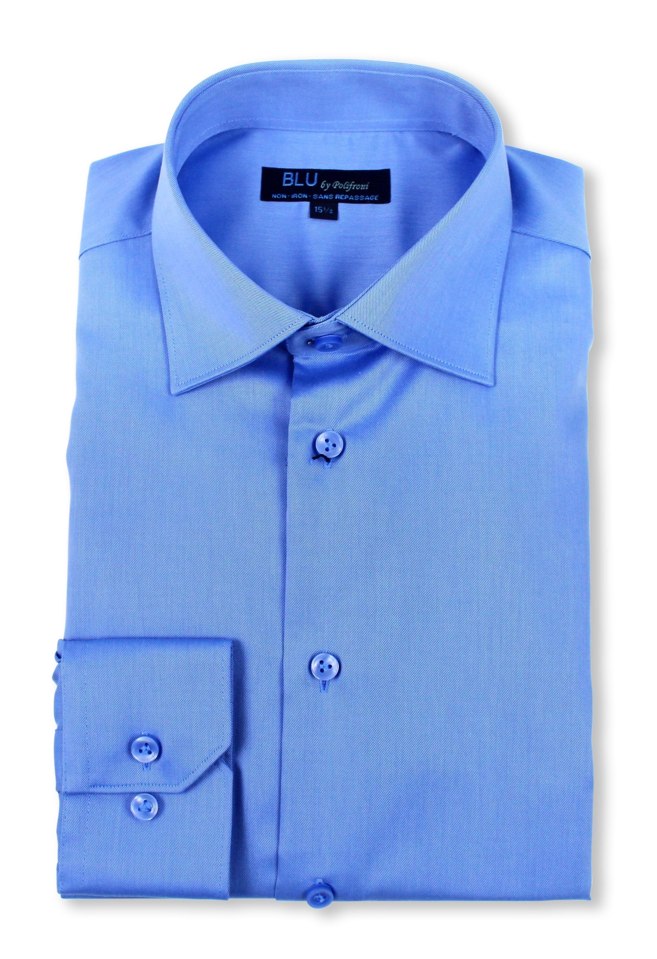 Blu by Polifroni Poplin Slim Fit Non-Iron Men's Dress Shirt Ed's Fine Imports Blu by Polifroni Poplin Slim Fit Non-Iron Men's Dress Shirt Ed's Fine Imports