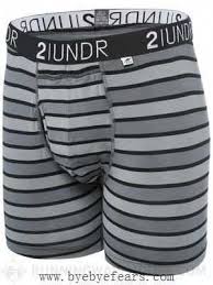 2UNDR Mens Luxury Underwear Swing Shift Boxer Briefs Black Stripes