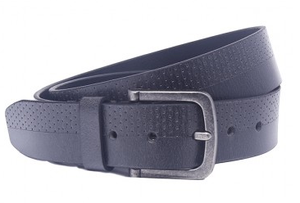 OHM Leather New York Dotted Casual Belt with Antique effect Buckle - Black