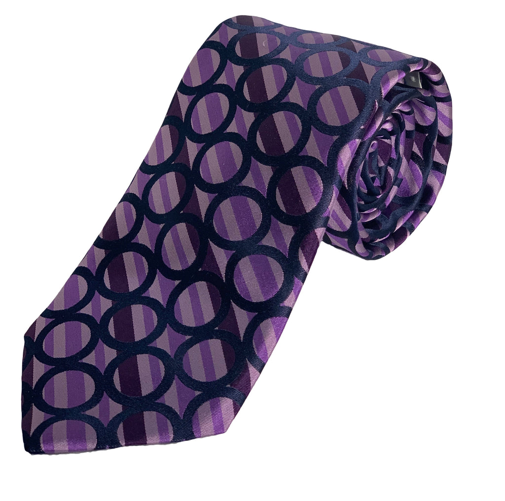 Dion Men's 100% Silk Neck Tie - Purple/Navy  - BNWT
