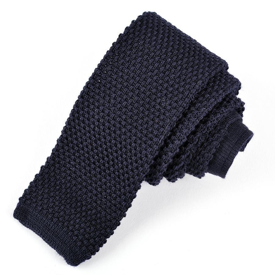Dion Men's 100% Wool Knit Neck Tie - Navy  - BNWT
