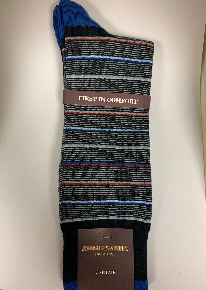 Johnston & Murphy Socks - Blue Stripe