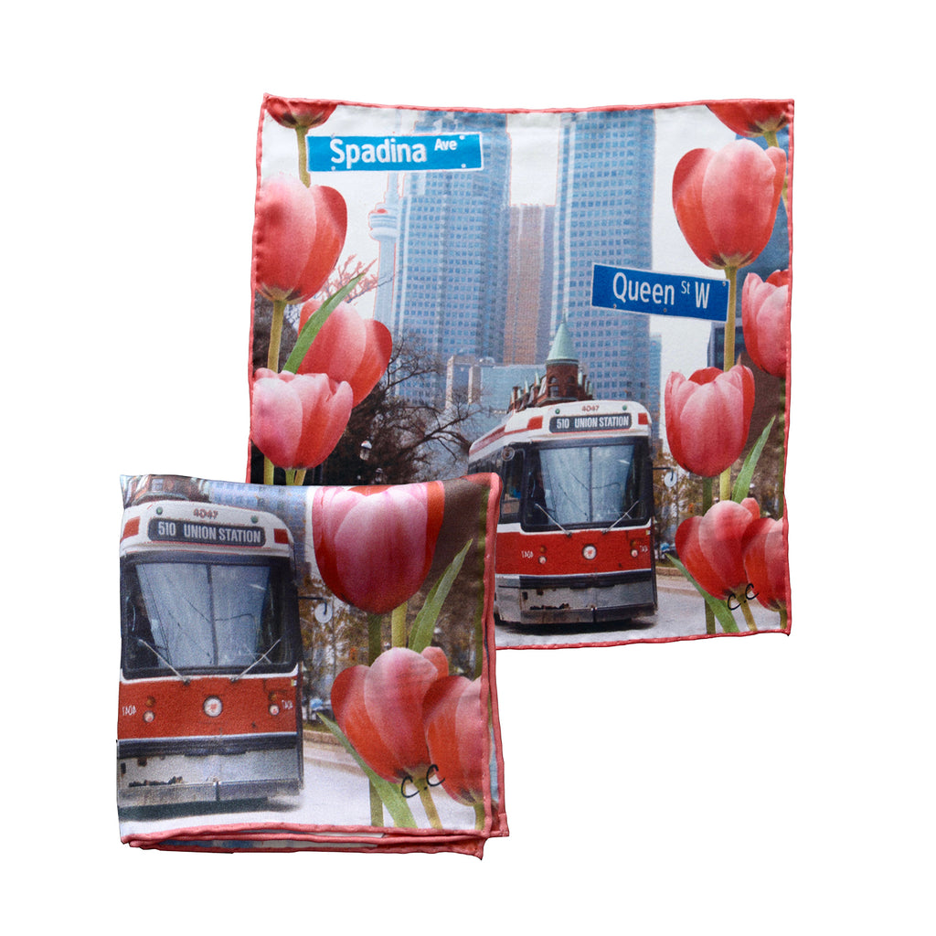 Hofman Street Art Silk Pocket Square (TTC Street Car)