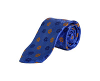 Dion Men's 100% Silk Neck Tie - Floral Blue/Orange - BNWT