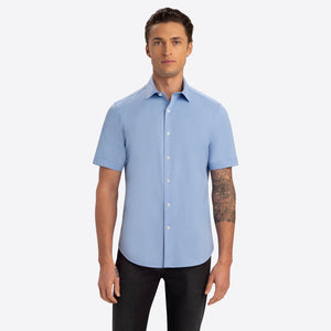 Bugatchi - Miles Solid OoohCotton® Short Sleeve Shirt - Sky