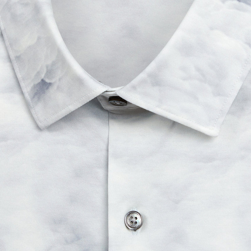 Bugatchi - Miles Cloud Print OoohCotton® Short Sleeve Shirt - Platinum