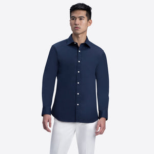 Bugatchi - Hugo Solid Poplin Shirt - Linen - Navy