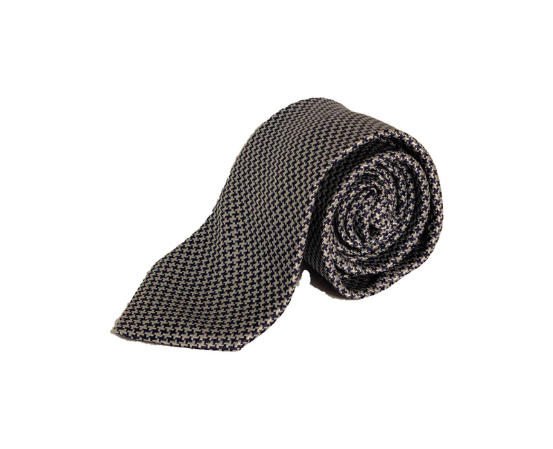 Dion Men's 100% Silk Neck Tie - Patterened - Silver/Blue - BNWT