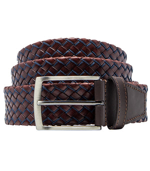 Bugatchi Men's Leather Braided Belt - Cognac