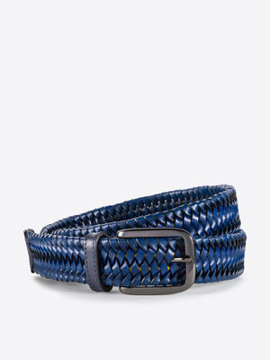 Bugatchi Men's Leather Braided Belt - Blue