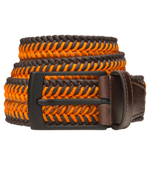 Bugatchi Men's Leather Braided Belt -  Arancio
