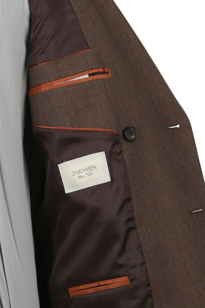 JAKAMEN - Brown Slim Fit Double Breasted Men's Suit