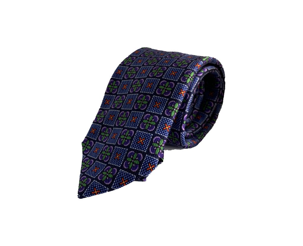 Dion Men's 100% Silk Neck Tie - Purple, Blue, Green  - BNWT