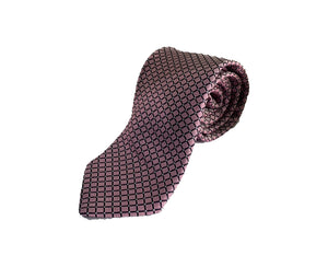 Dion Men's 100% Silk Neck Tie - Pink Black  - BNWT
