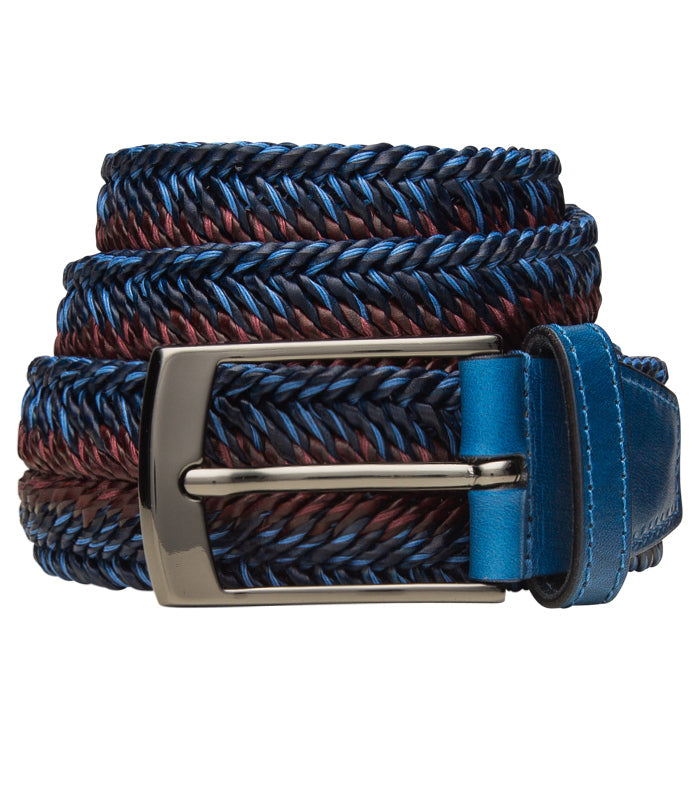 Bugatchi Men's Leather Braided Belt - Blue