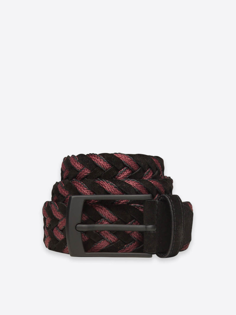 Bugatchi Men's Leather Braided Belt -  Bordeaux
