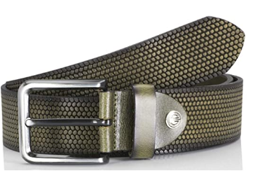 Lindenmann Men's Leather Embossed Belt Stunning Mens Belt Green
