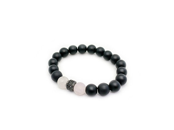 Lia Lubiana - Men's Bracelet - Onyx and Rose Quartz