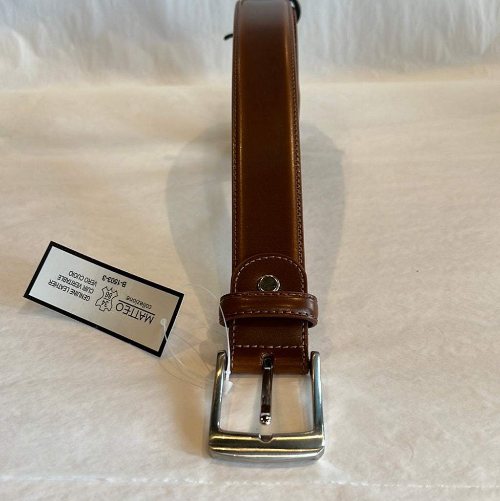 Matteo Men's Leather Belt- Tan