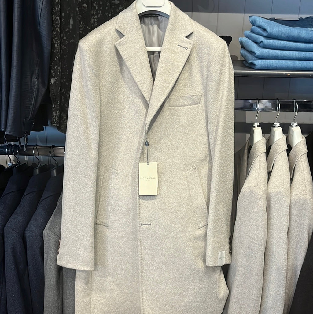 Jack Victor Light Gray Wesley Wool/Cashmere Overcoat Made in Italy
