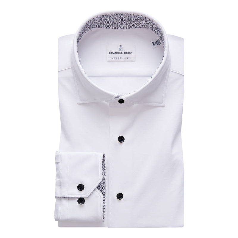 Emanuel Berg - Dress Shirt- Black & White Stretch Knit