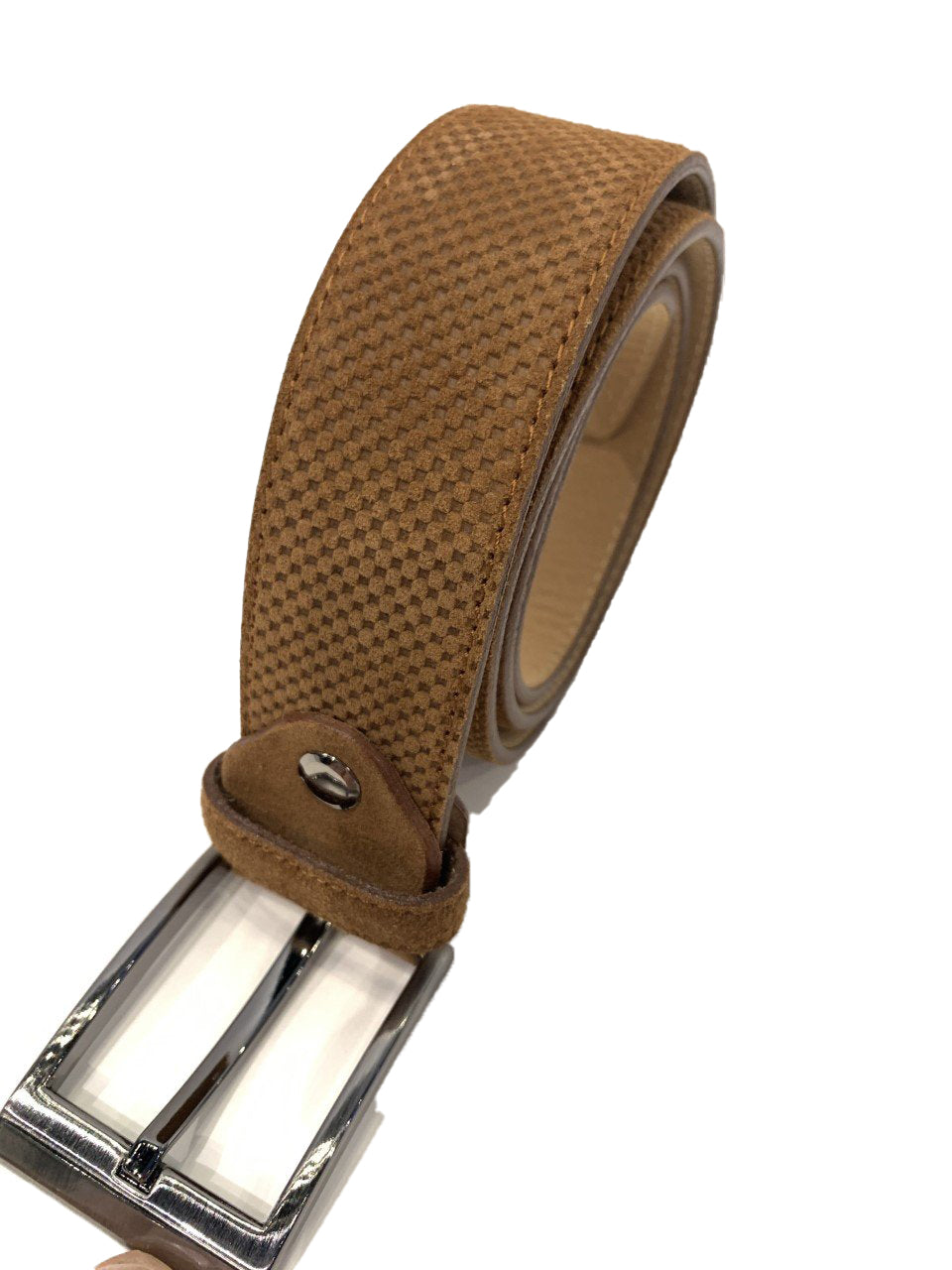 Differ Men's Leather Belt- Embossed Mens Belt - Brown