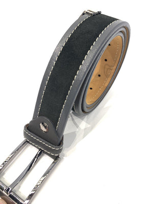 Differ Men's Leather Belt- Two Tone Mens Belt - Black & Grey