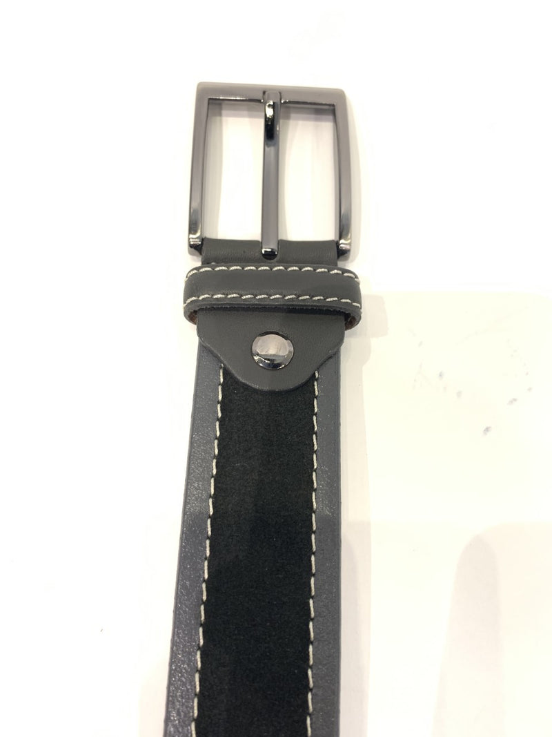 Differ Men's Leather Belt- Two Tone Mens Belt - Black & Grey