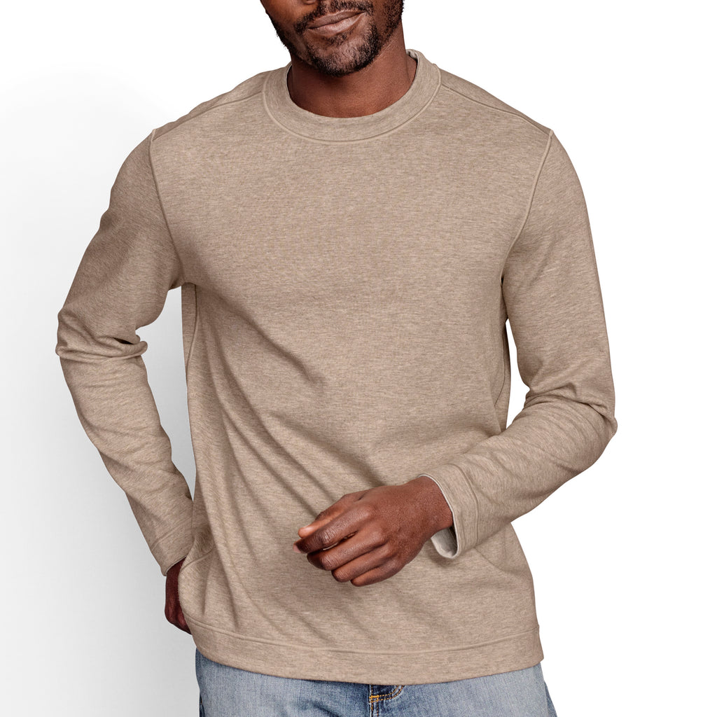 Johnston & Murphy -REVERSIBLE LONG-SLEEVE CREWNECK - Oatmeal