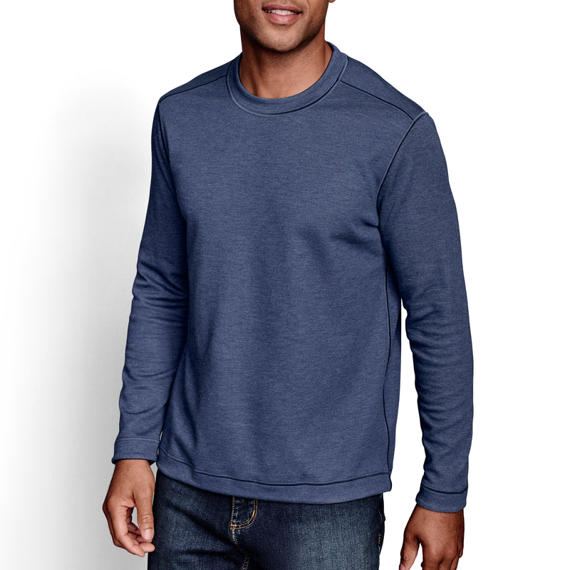 Johnston & Murphy -REVERSIBLE LONG-SLEEVE CREWNECK - Blue / Light Grey