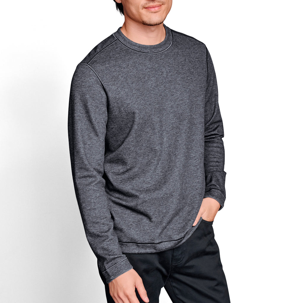 Johnston & Murphy -REVERSIBLE LONG-SLEEVE CREWNECK - Charcoal