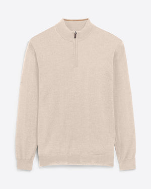 Bugatchi - Mens L/S QUARTER ZIP SWEATER - Oyster