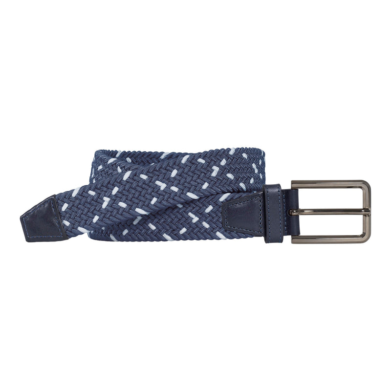 Johnston & Murphy Belt - WOVEN STRETCH KNIT BELT - Navy/Ivory