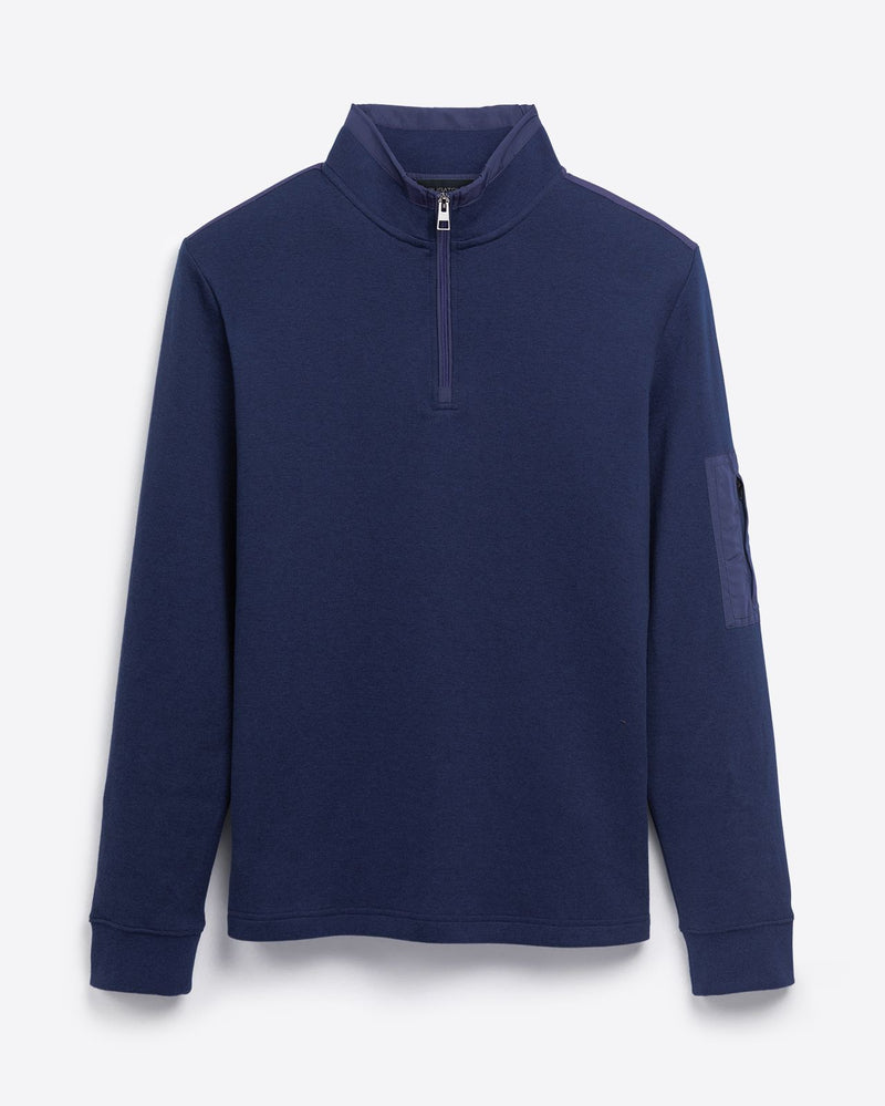 Bugatchi - LONG SLEEVE QUARTER ZIP - Navy